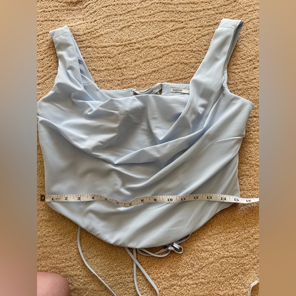 House of CB Sky Blue Ruched Crop Top - Picture 7 of 8